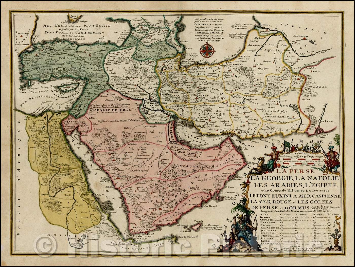 Historic Map - La Perse, La Georgie, La Natolie Les Arabies, L'Egipte/Map the Turkish Empire, Asia Minor and the Red Sea to Persia, Gulf of Ormuz, 1724 - Vintage Wall Art