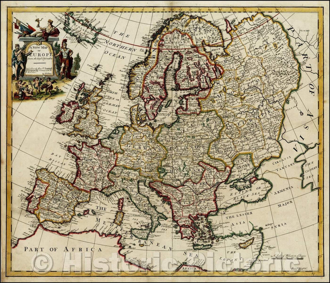 Historic Map - Europe From the latest Observations, 1721, John Senex - Vintage Wall Art