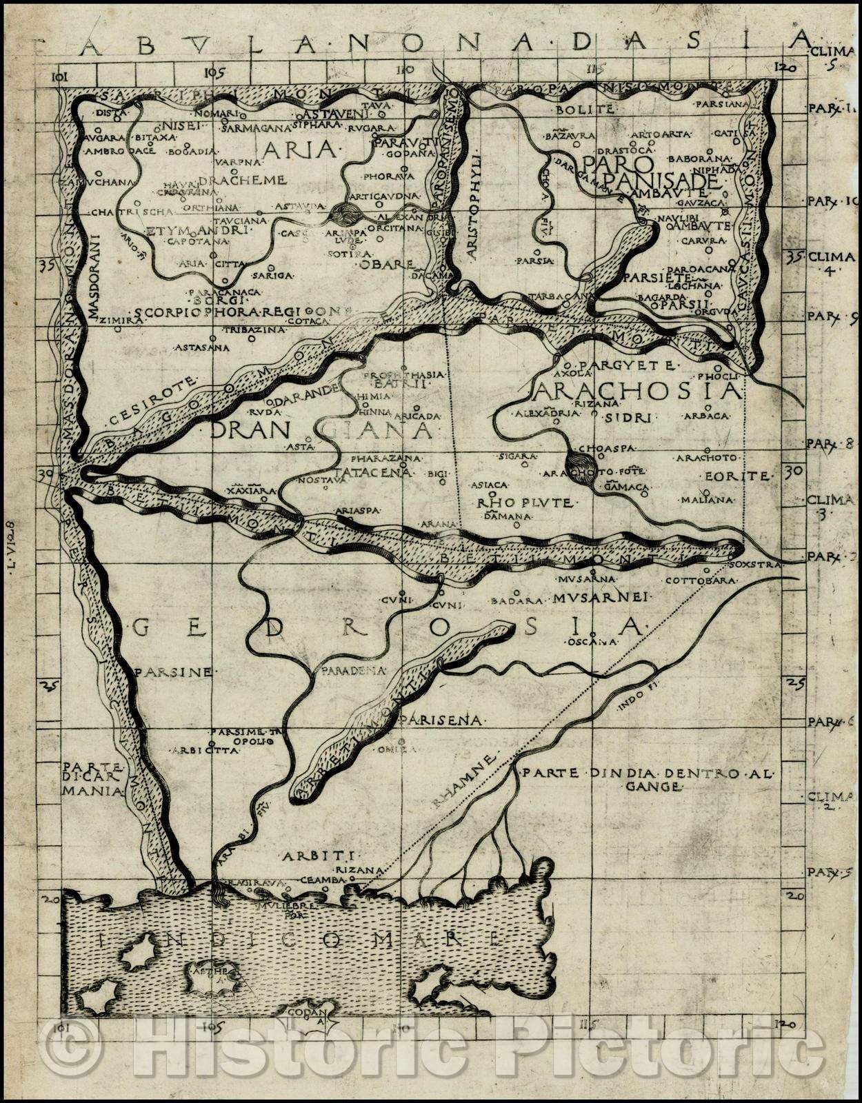 Historic Map - Tabula Nona D'Asia/Tabula Ninth D'Asia, 1478, Francesco Berlinghieri - Vintage Wall Art