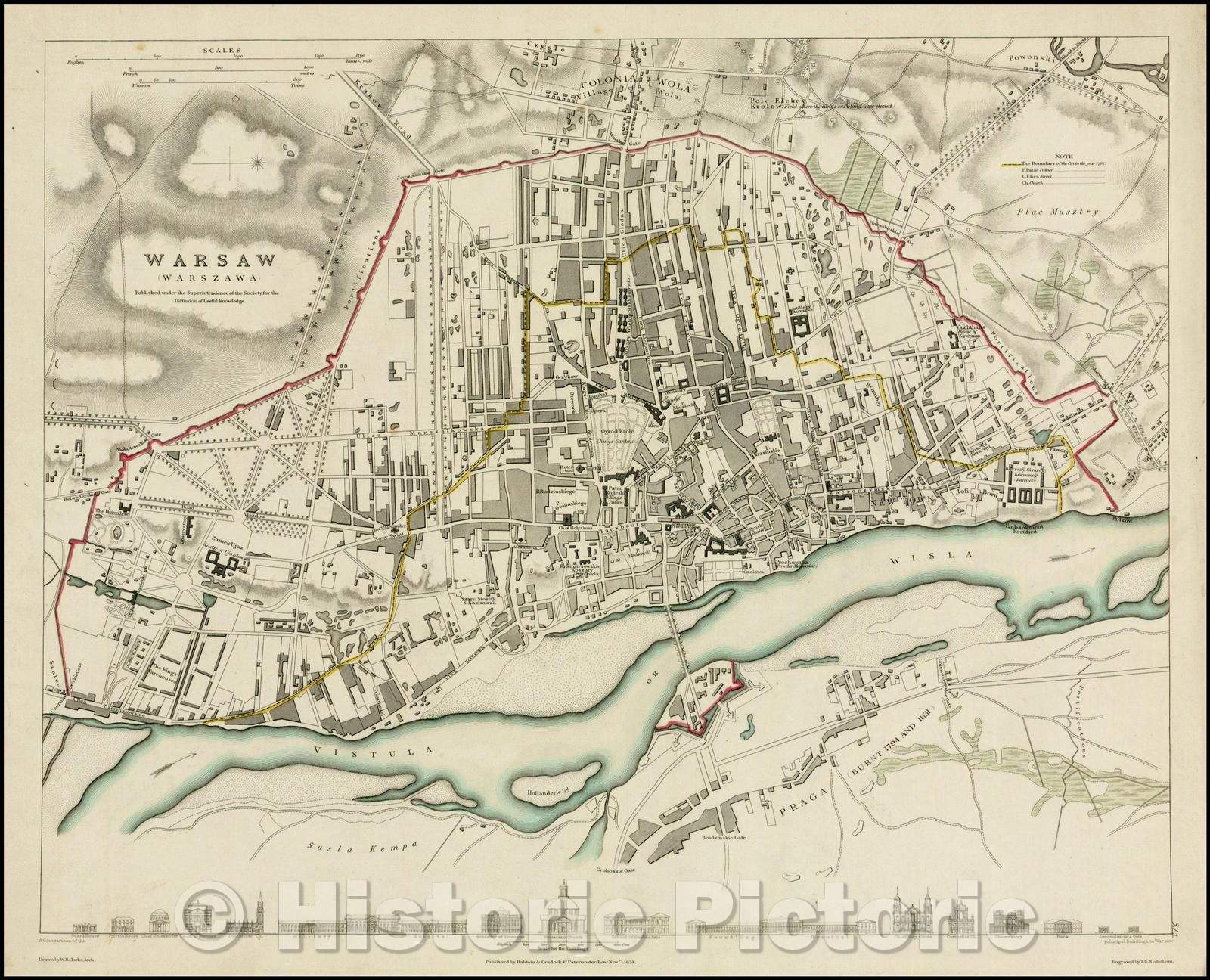 Historic Map - Warsaw Warszawa, 1831, SDUK v2