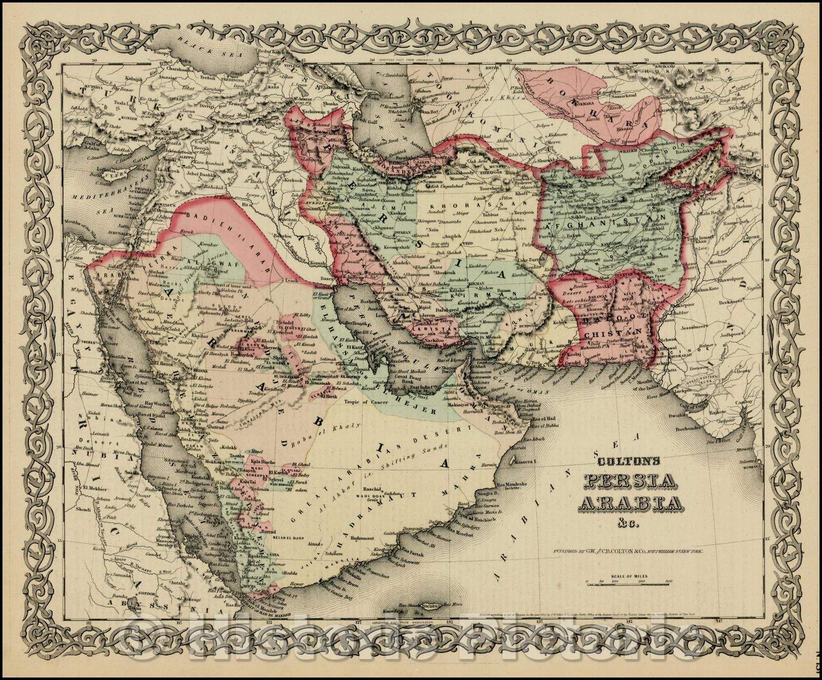 Historic Map - Colton's Persia Arabia, 1859, Joseph Hutchins Colton v3