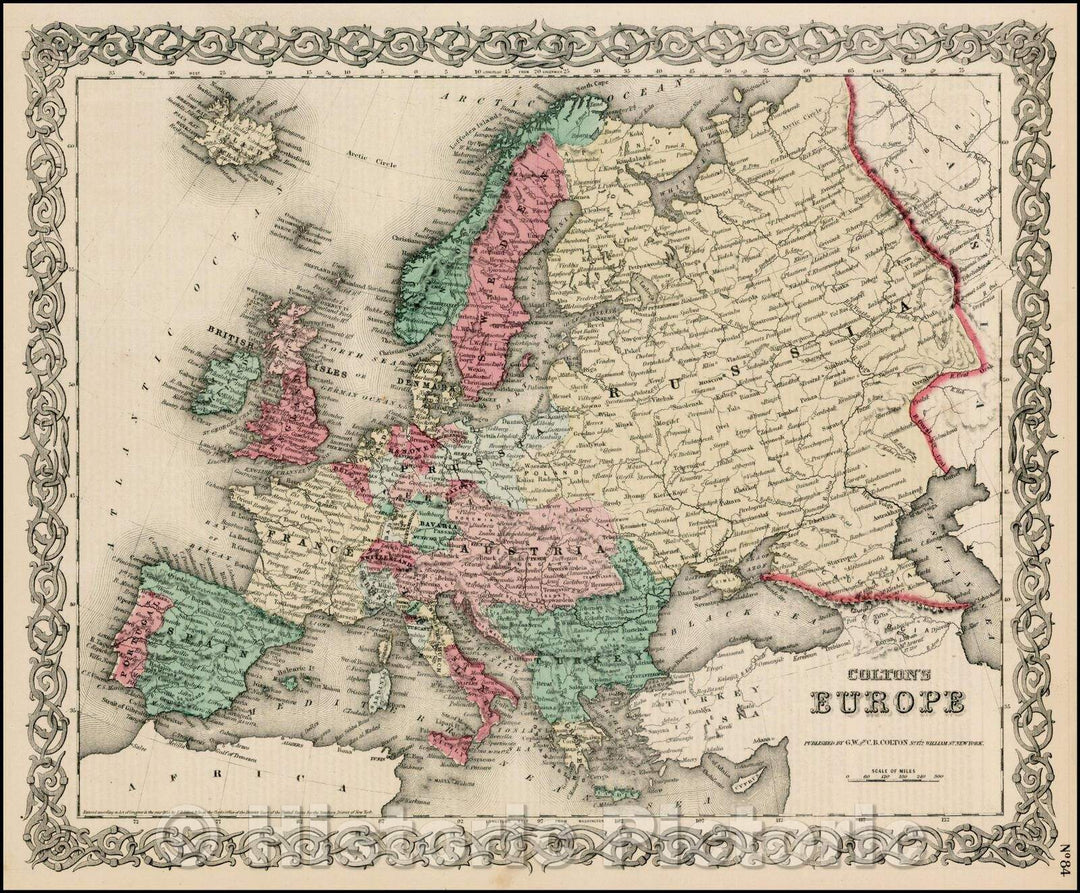 Historic Map - Colton's Europe, 1865, Joseph Hutchins Colton - Vintage Wall Art