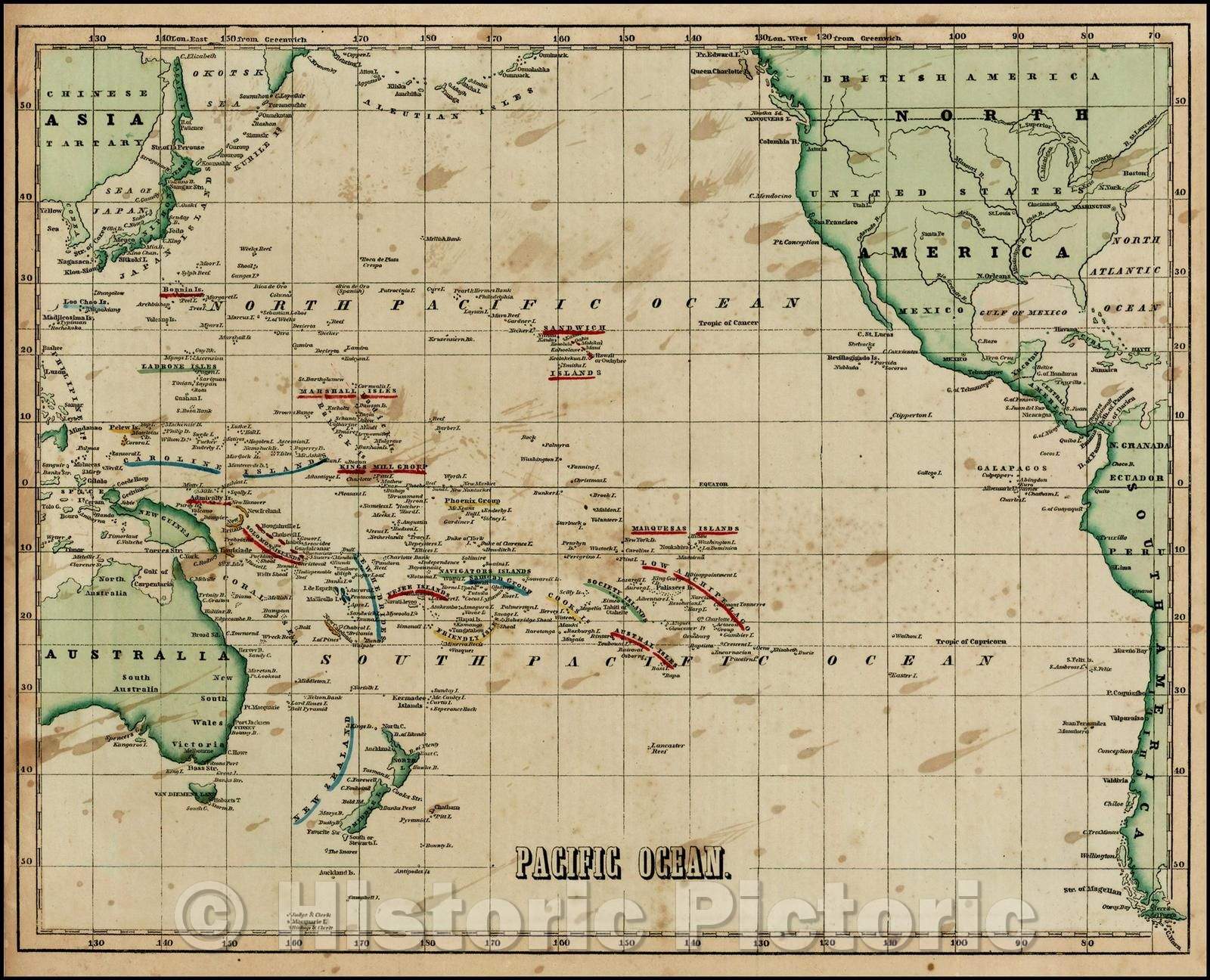 Historic Map - Pacific Ocean, 1856, Sidney Morse - Vintage Wall Art