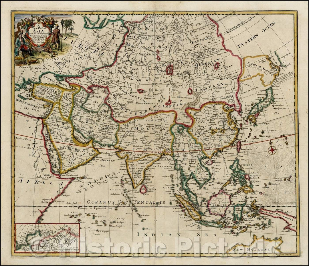 Historic Map - Asia from the latest Observations, 1721, John Senex - Vintage Wall Art