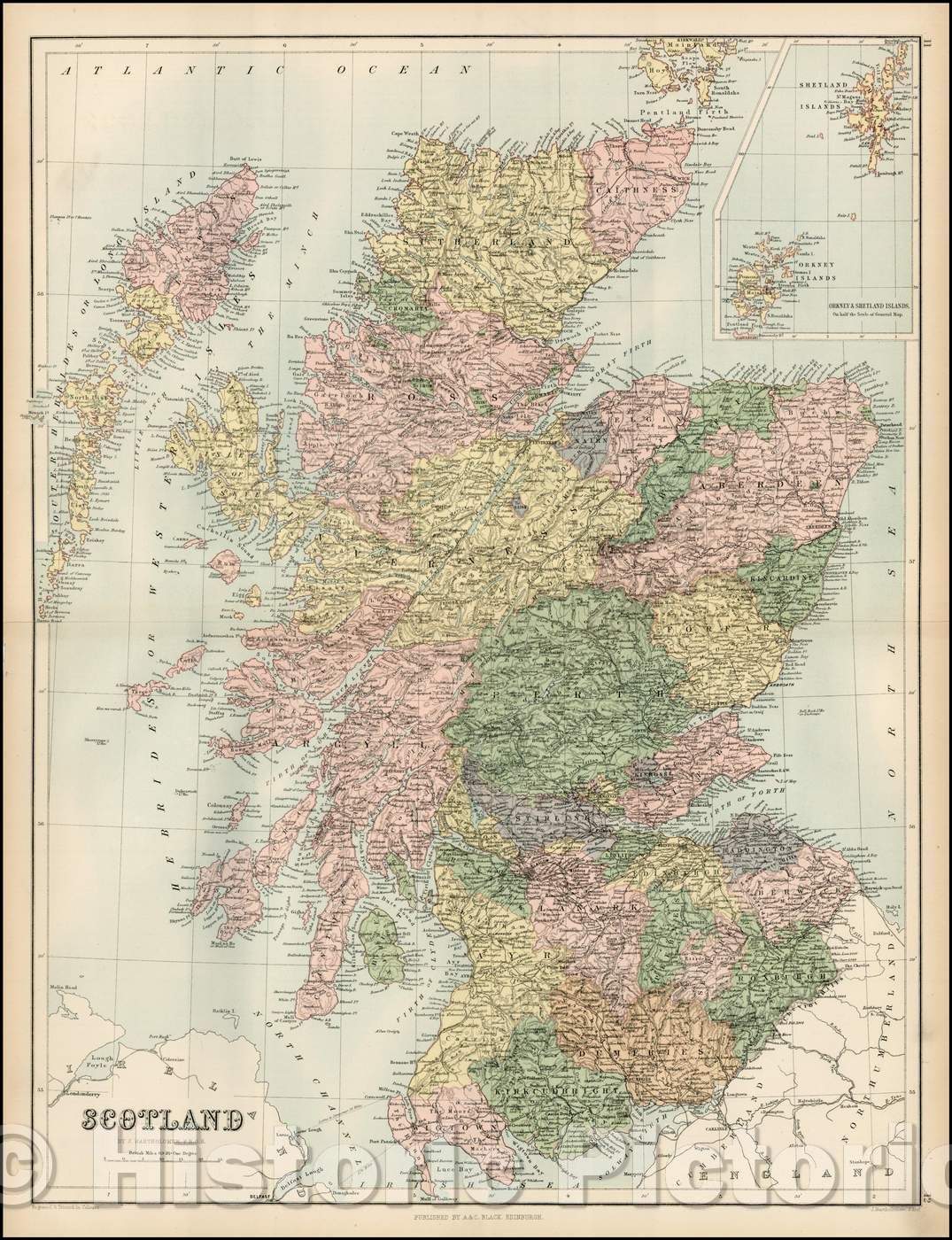 Historic Map - Scotland, 1873, Adam & Charles Black v1