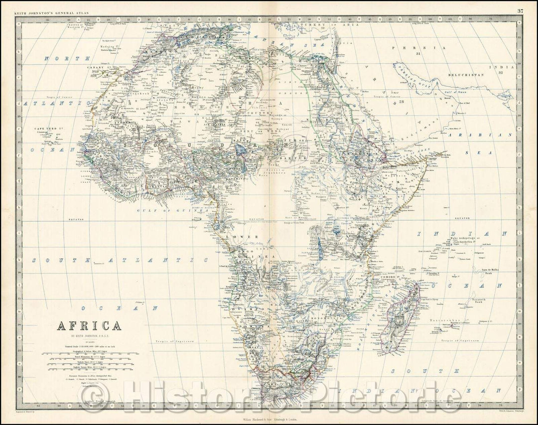 Historic Map - Africa, 1861, W. & A.K. Johnston v2