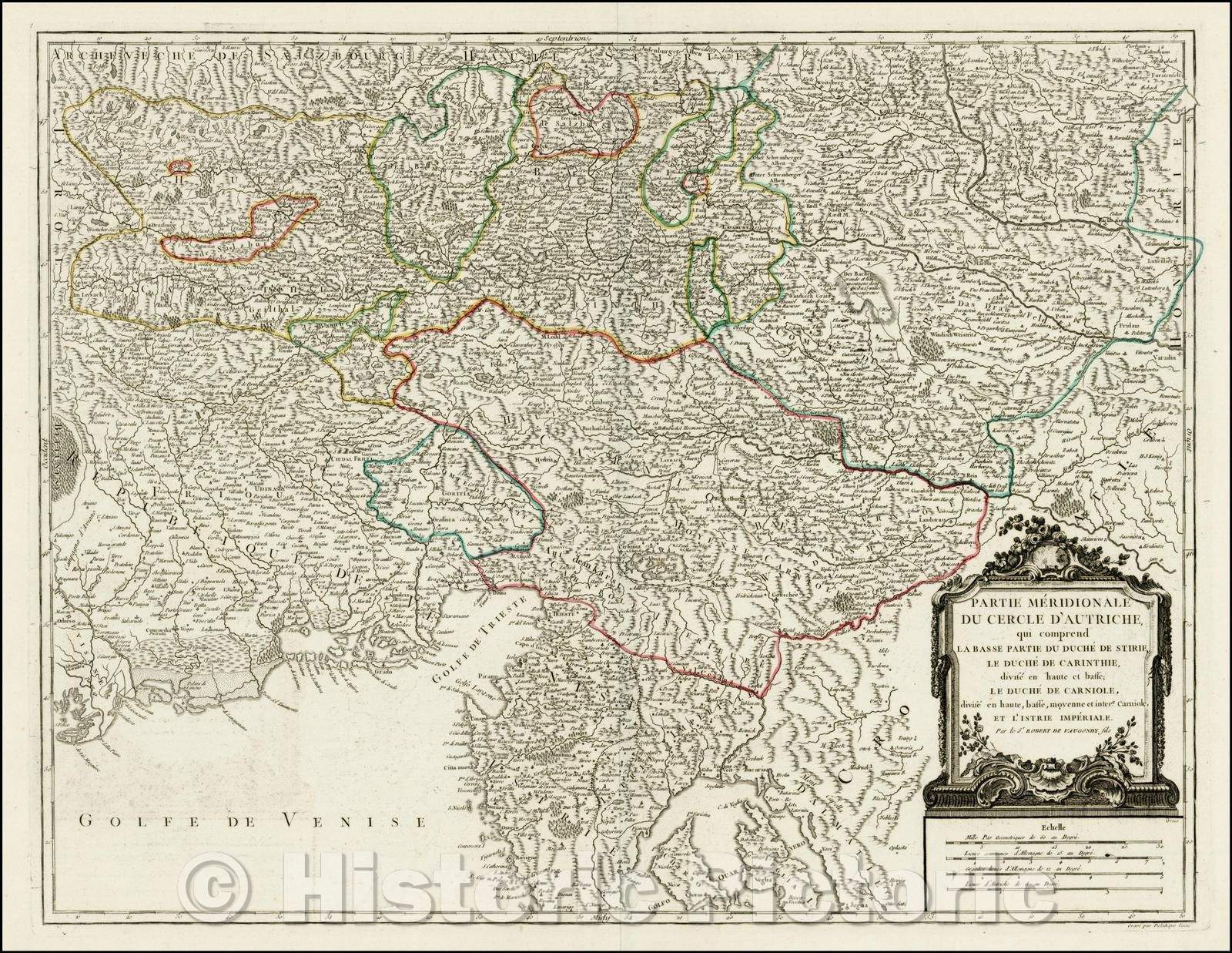 Historic Map - Partie Meridionale Du Cercle D'Autriche, qui comprend La Basse Partie Du Duche De Stirie/Region north of the Gulf of Venice, Istria, 1755 - Vintage Wall Art