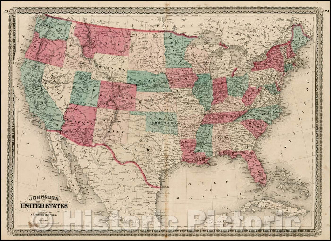 Historic Map - Johnson's United States, 1870, Alvin Jewett Johnson v1