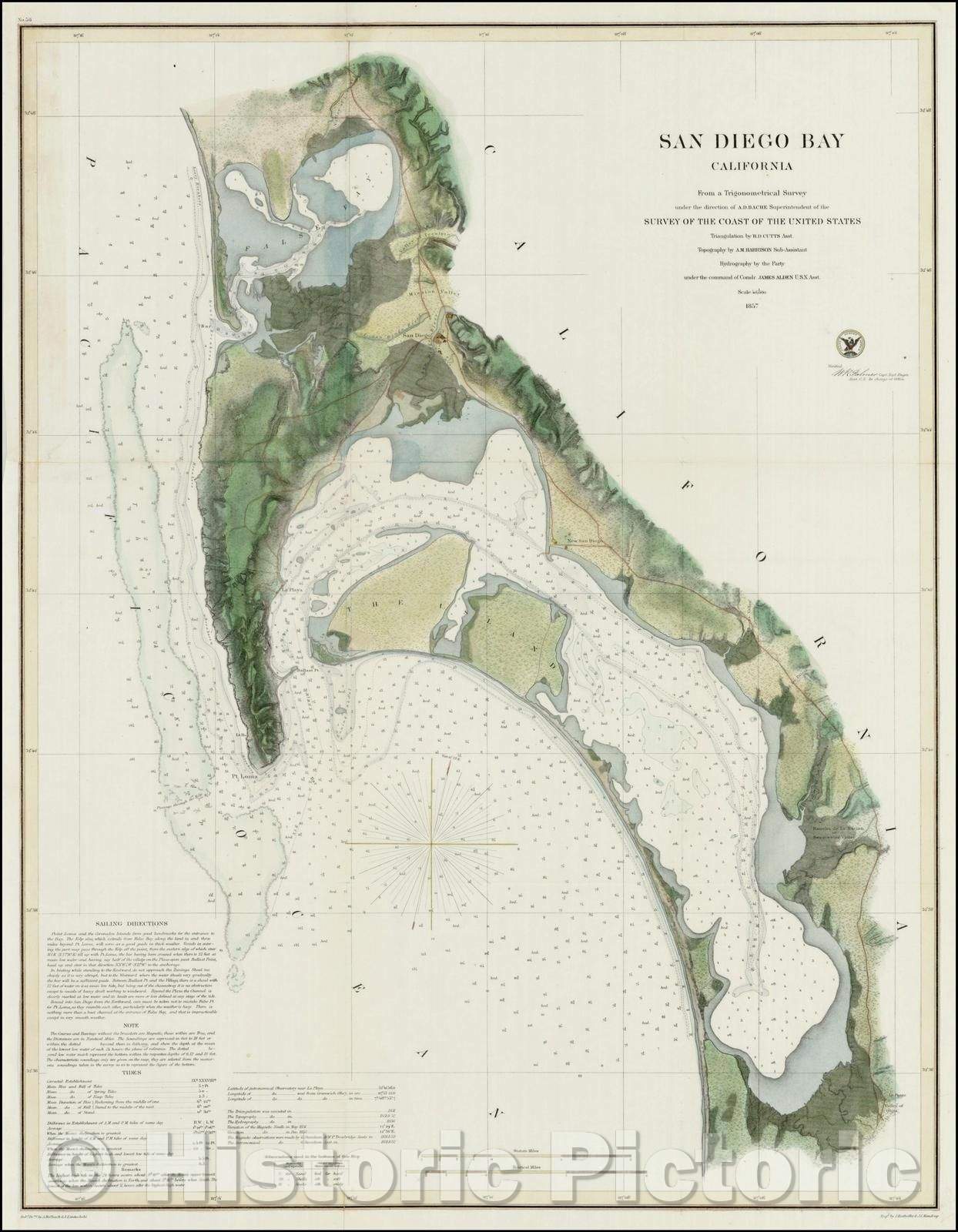 Historic Map - San Diego Bay From Trigonometrical Survey, 1857, United States Coast Survey v2