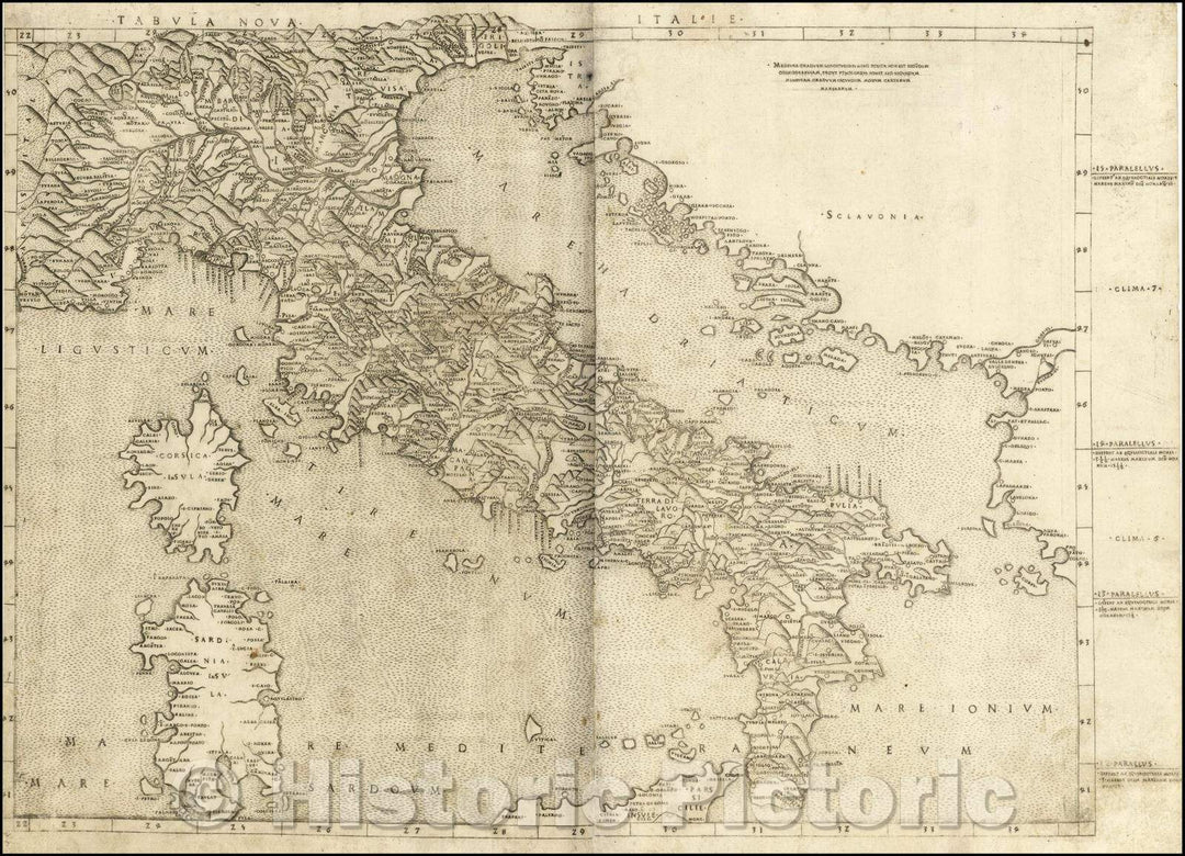 Historic Map - Tabula Nova Italie/Tabula Nova Italy, 1508, Bernardus Venetus de Vitalibus - Vintage Wall Art