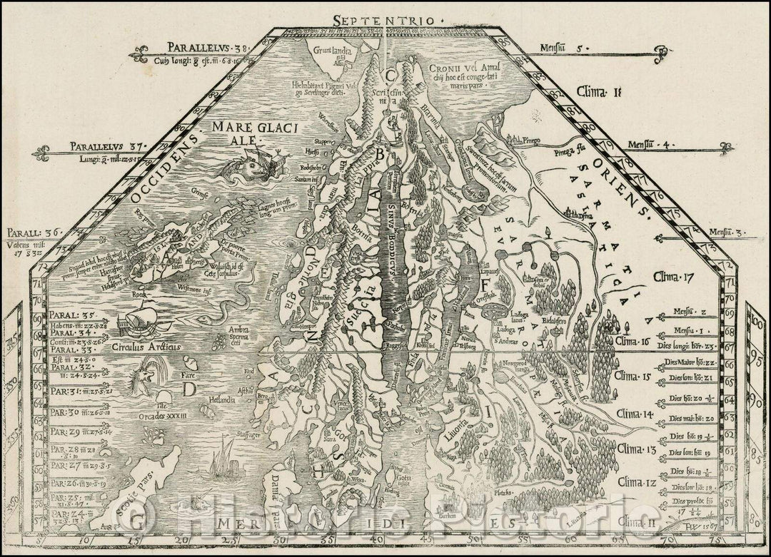 Historic Map - Scandinavia, 1567, Olaus Magnus - Vintage Wall Art