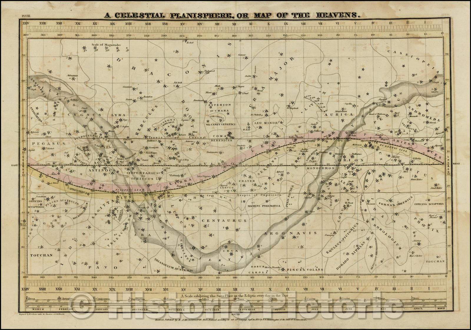 Historic Map - A Celestial Planisphere, Or Map of the Heavens, 1835, Elijah J. Burritt v1