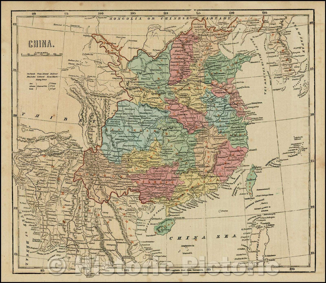 Historic Map - China (with Korea), 1856, Sidney Morse - Vintage Wall Art