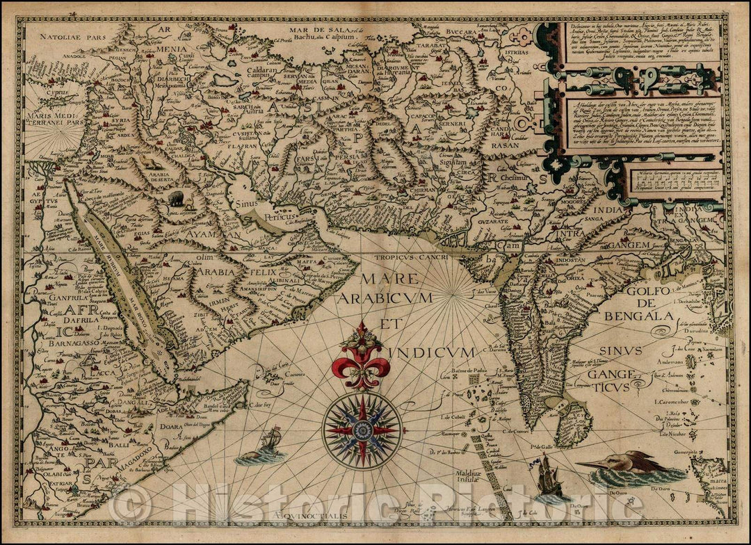 Historic Map - Orae maritimae Abexiae, freti Mecani: al. Maris Rubri: Arabiae Freti Mecani: al Maris Rubri: Arabiae, Ormi, Persiae, 1596 v3