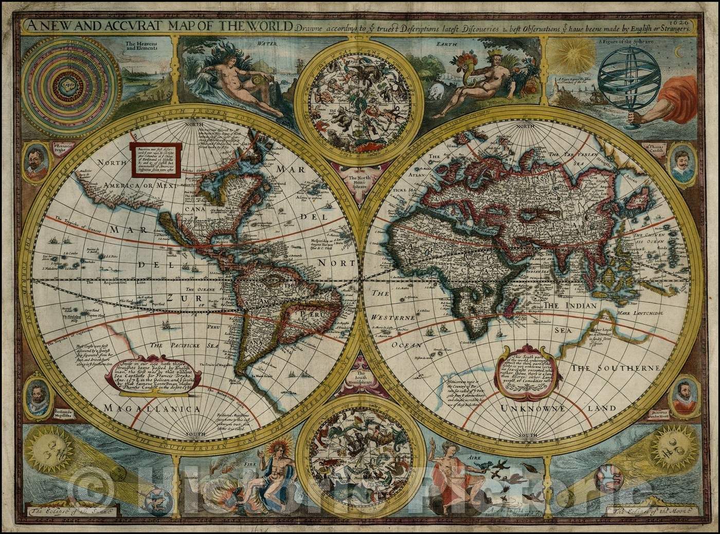 Historic Map - A New and Accurat Map of the World Drawne, 1627, John Speed v2