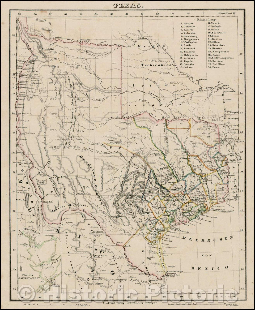 Historic Map - Texas, 1844, Carl Flemming v1