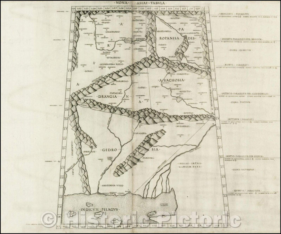 Historic Map - Nona Asiae Tabula (Pakistan, Afghanistan, India)/Map o'clock Asia (Pakistan, Afghanistan, India), 1478, Claudius Ptolemy - Vintage Wall Art