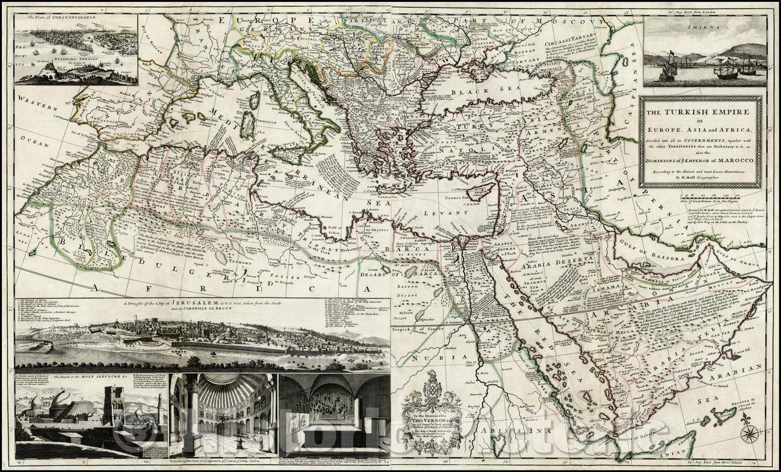 Historic Map - The Turkish Empire in Europe, Asia and Africa, Dividid into all its Governments, together with the other Territories that are Tributary to it, 1720 v2