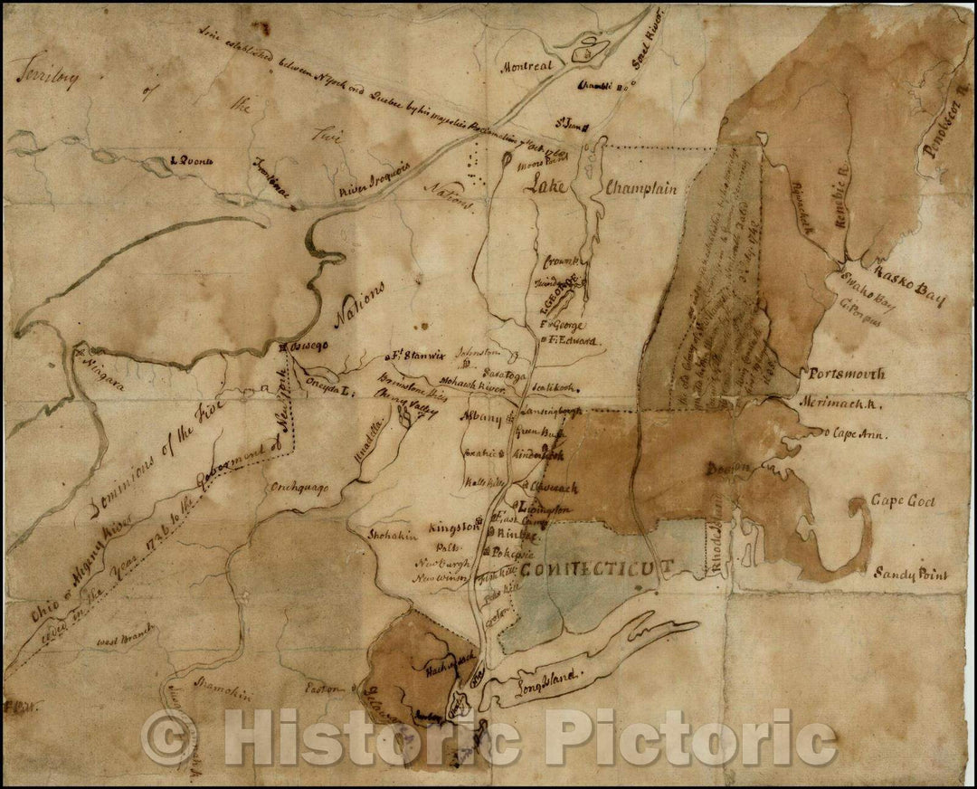 Historic Map - Manuscript Map of Northern British Colonies, 1770, Anonymous - Vintage Wall Art