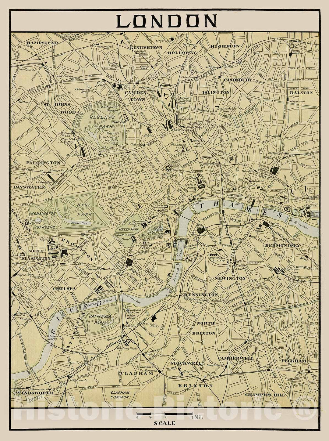 Historic Map - London, 1897, Anonymous - Vintage Wall Art