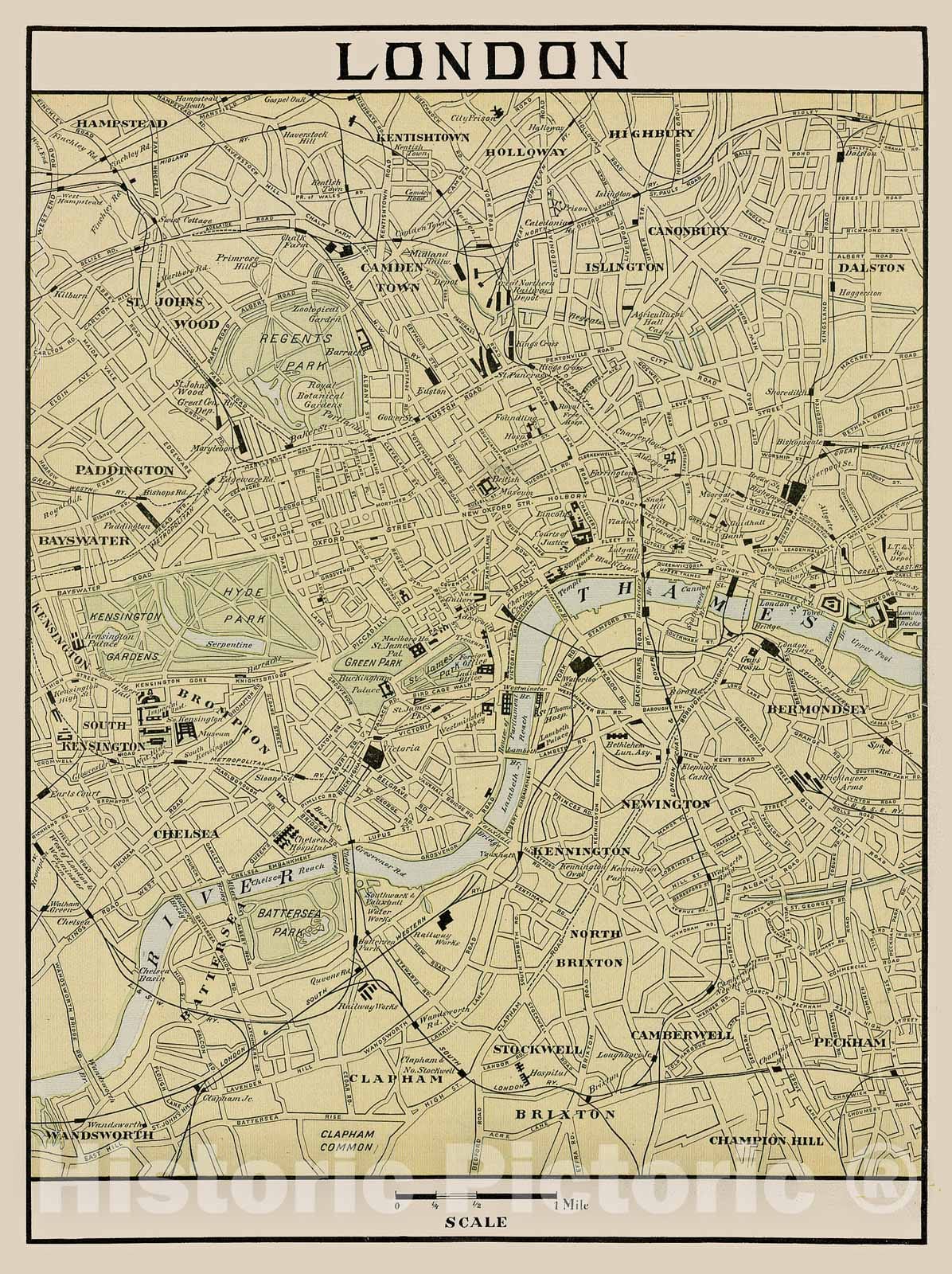 Historic Map - London, 1897, Anonymous - Vintage Wall Art