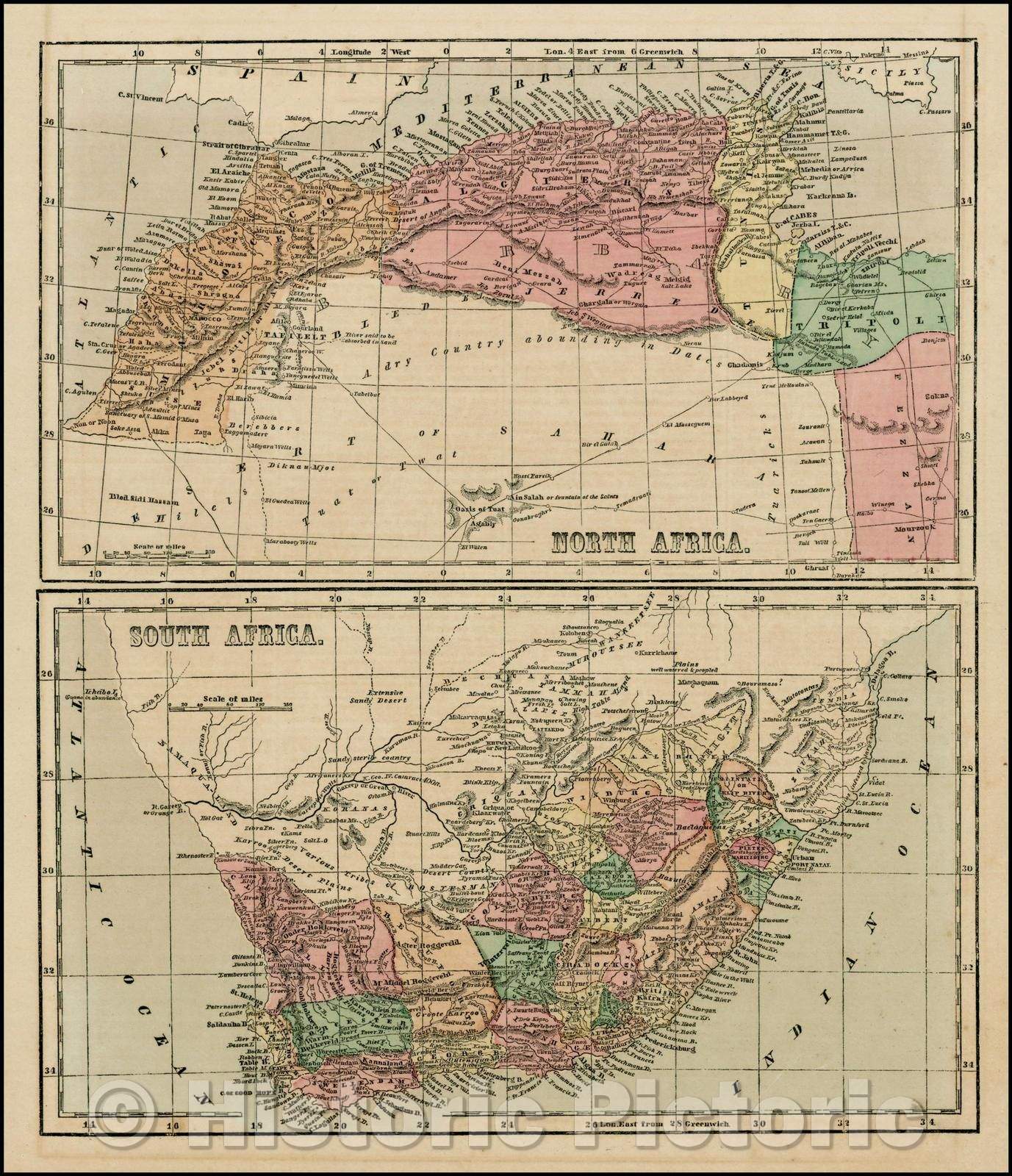 Historic Map - North Africa (and) South Africa, 1856, Sidney Morse - Vintage Wall Art