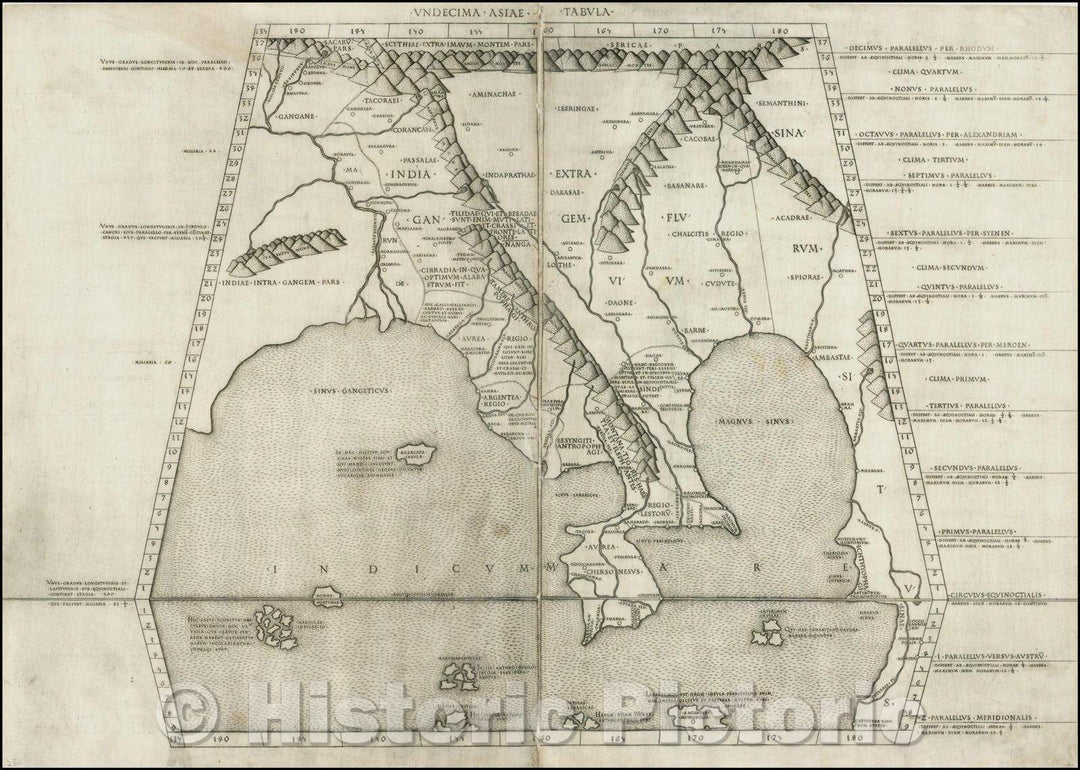 Historic Map - Undecima Asiae Tabula Southeast Asia, China and India, 1478, Claudius Ptolemy - Vintage Wall Art