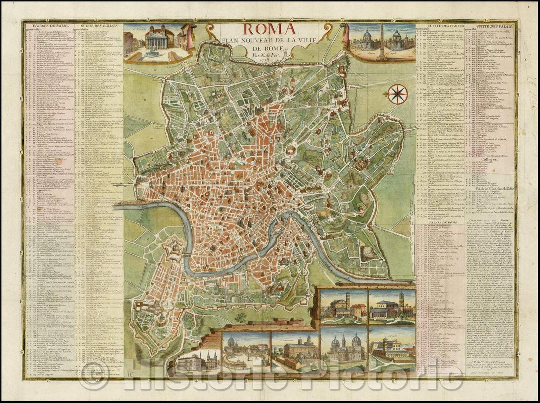 Historic Map - Roma Plan Nouveau De La Ville De Rome, 1713, Nicolas de Fer v1