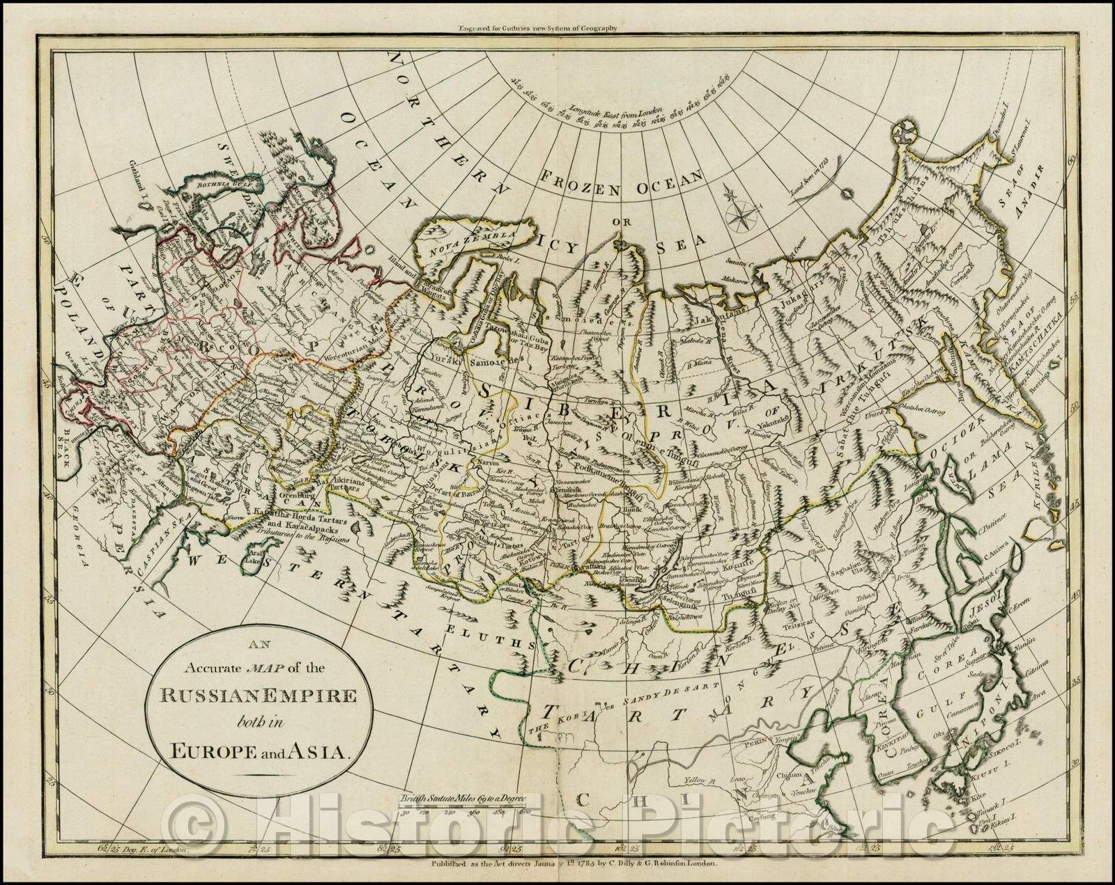 Historic Map - An Accurate Map of the Russian Empire both in Europe and Asia, 1785, G. Robinson - Vintage Wall Art