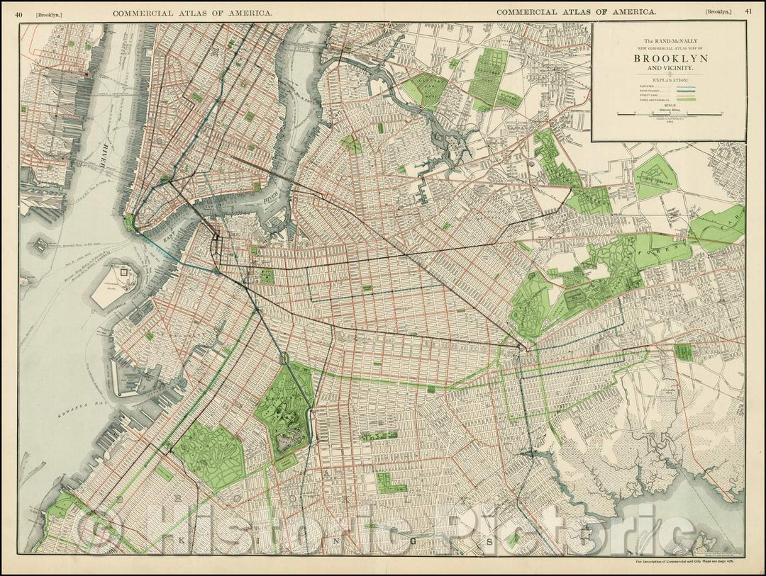 Historic Map - Map of Brooklyn and Vicinity, 1912, Rand McNally & Company - Vintage Wall Art