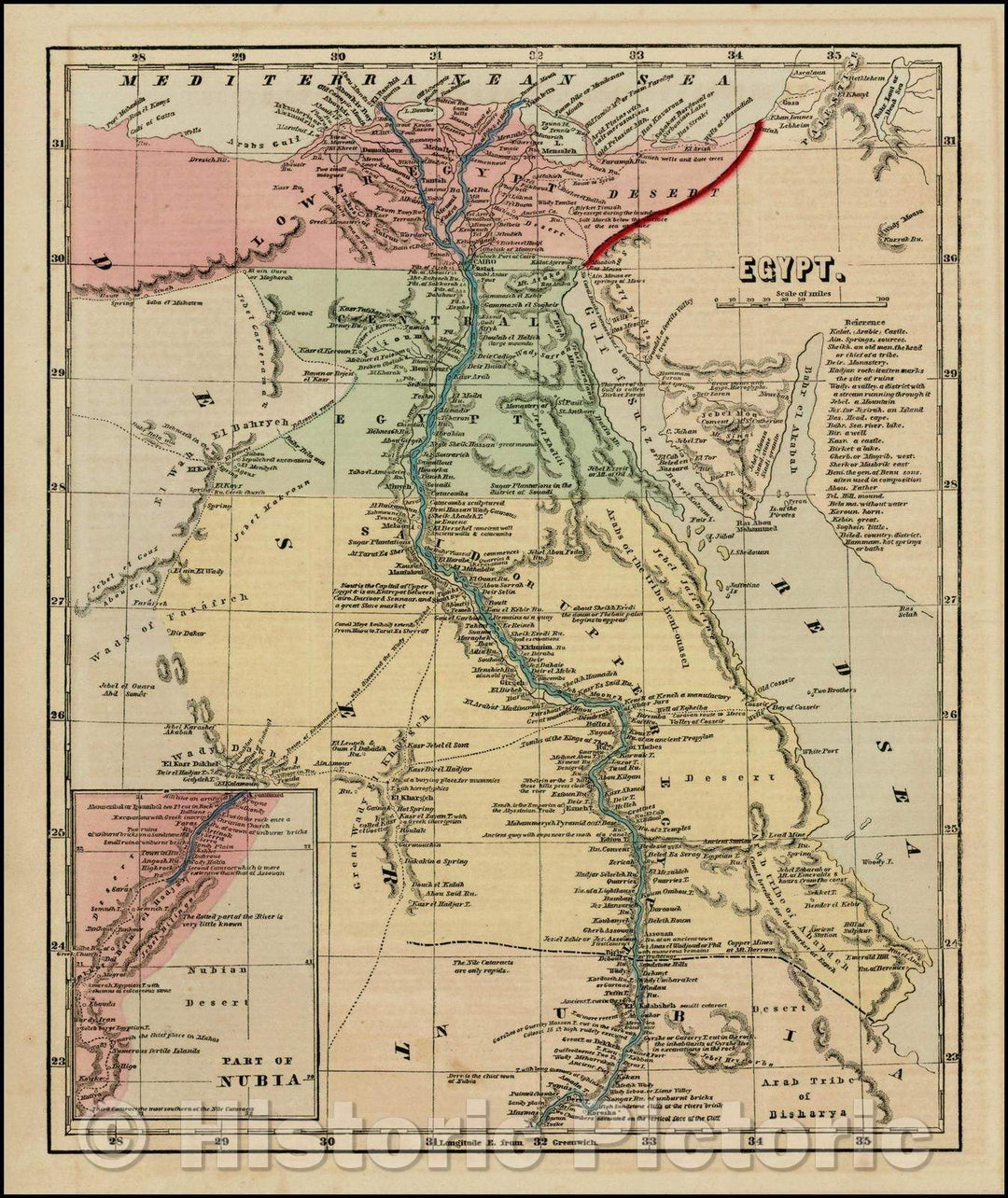 Historic Map - Egypt, 1856, Sidney Morse - Vintage Wall Art