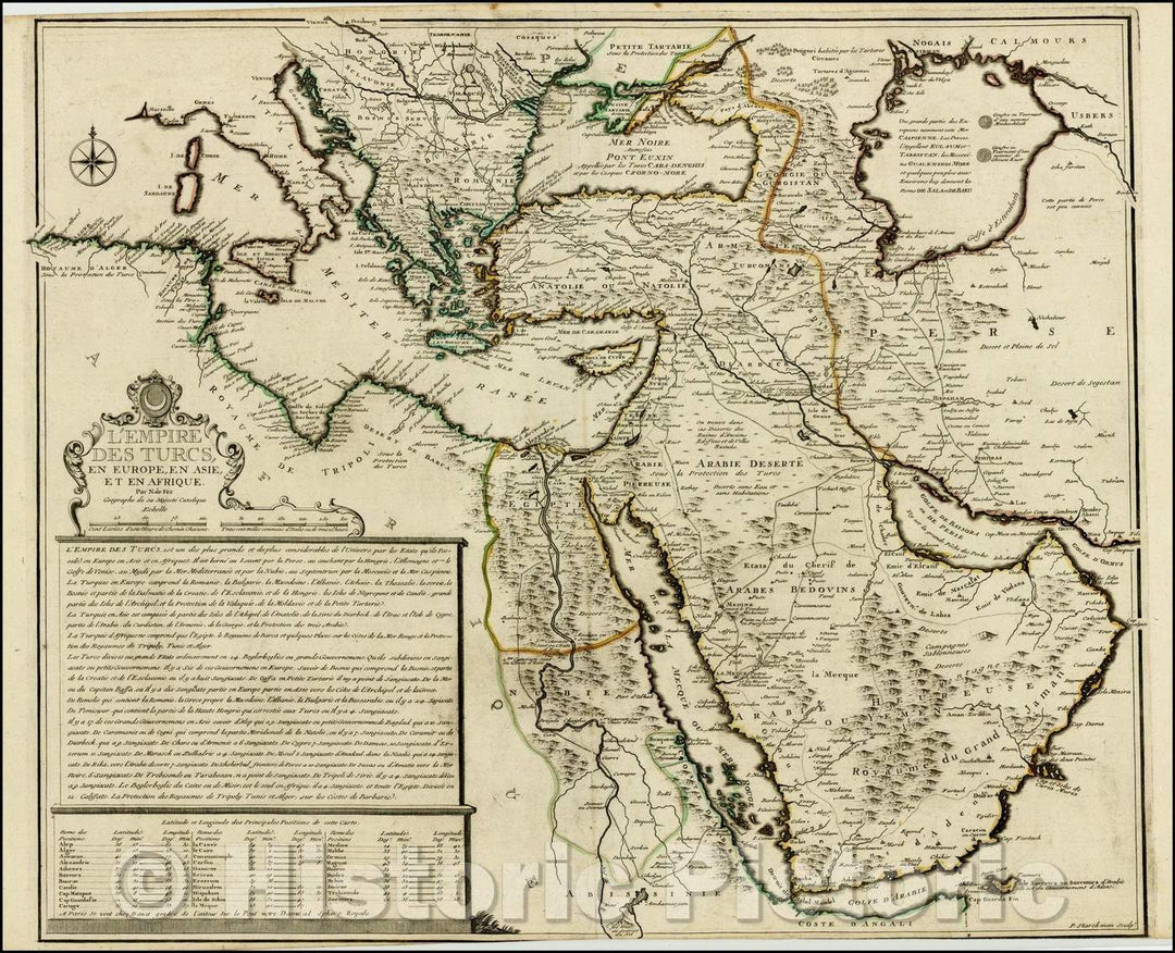 Historic Map - L'Empire Des Turcs, En Europe, En Asie, et En Afrique, 1700, Nicolas de Fer - Vintage Wall Art