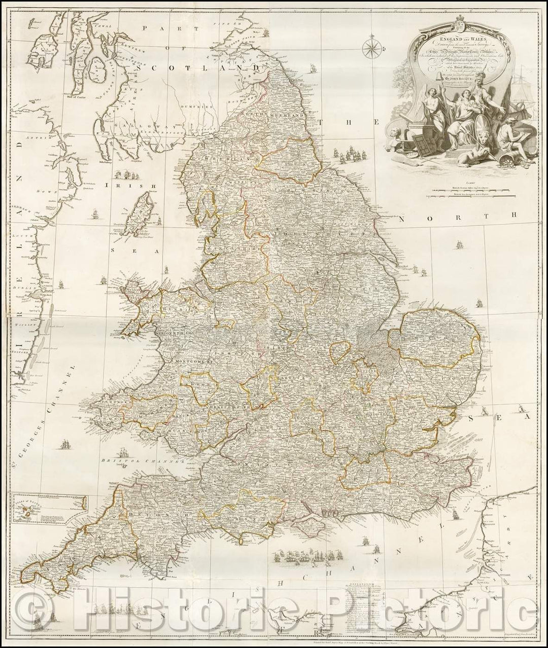 Historic Map - England and Wales, 1780, Robert Sayer - Vintage Wall Art