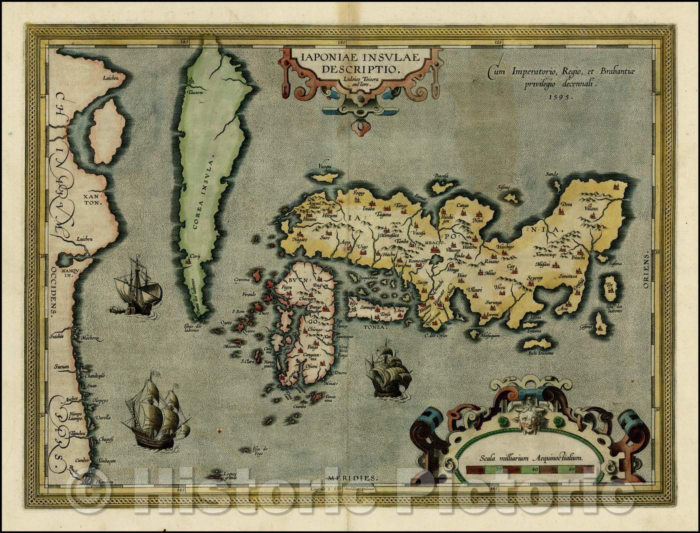 Historic Map - Iaponiae Insulae Descriptio Ludoico Teisera auctore/The islands by Japan Description Ludoico Teisera, 1603, Abraham Ortelius - Vintage Wall Art