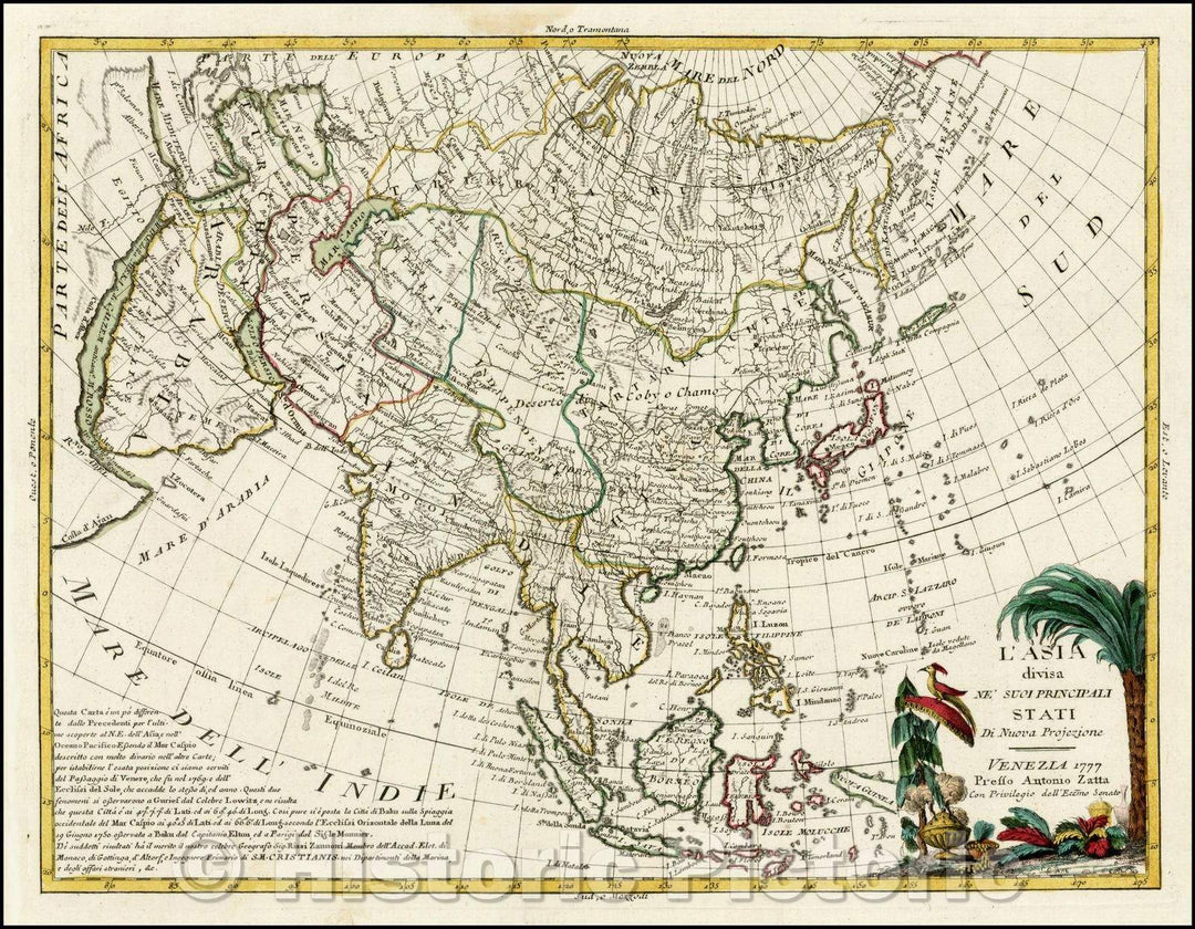 Historic Map - L'Asia divisa Ne' Suoi Principal Di Nuova Projezione/Map of Asia, monumental 4 volume work, 1777, Antonio Zatta - Vintage Wall Art