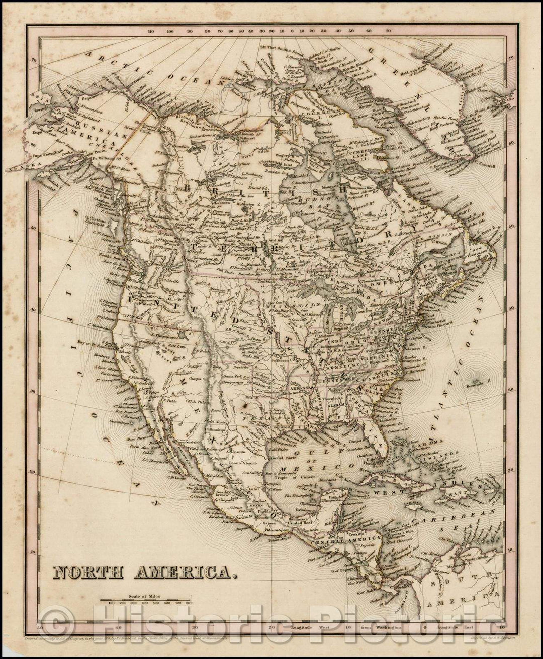 Historic Map - North America [Republic of Texas!], 1838, Thomas Gamaliel Bradford - Vintage Wall Art