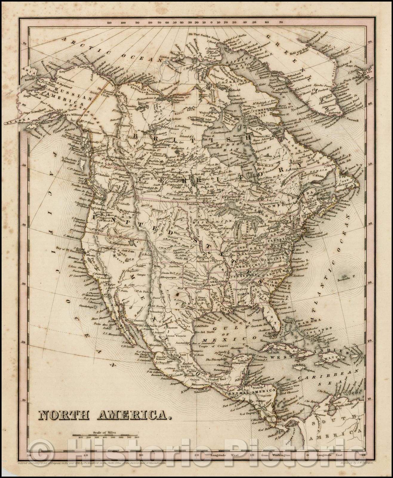 Historic Map - North America [Republic of Texas!], 1838, Thomas Gamaliel Bradford - Vintage Wall Art