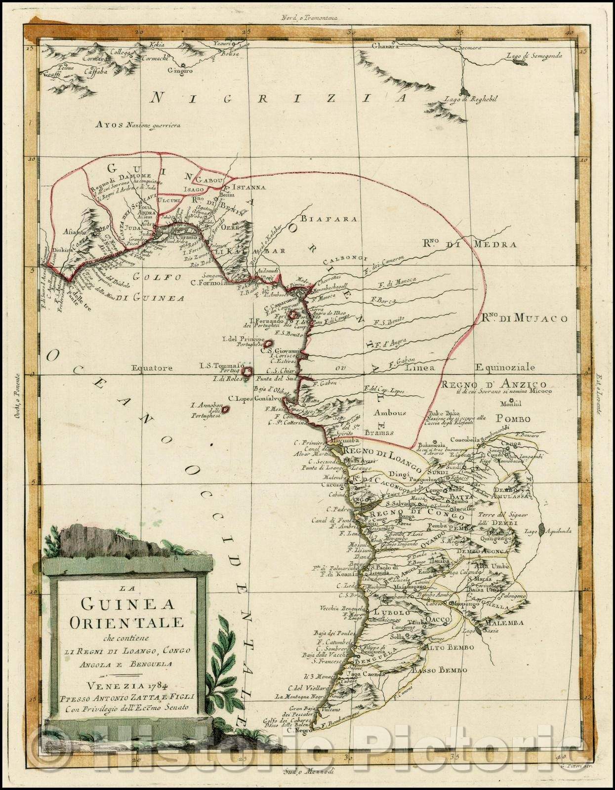 Historic Map - La Guinea Orientale che contiene Li Regno Di Loango, Congo Angola E Benguela :: Coast of West Africa, Nigrizia and The Gulf of Guinea, 1794 - Vintage Wall Art