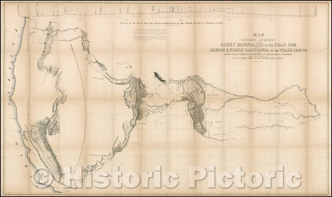 Historic Map - Map of an Exploring Expedition To The Rocky Mountains in the Years 1842 and to Oregon & North California in the Years 1843-44, 1845 v2