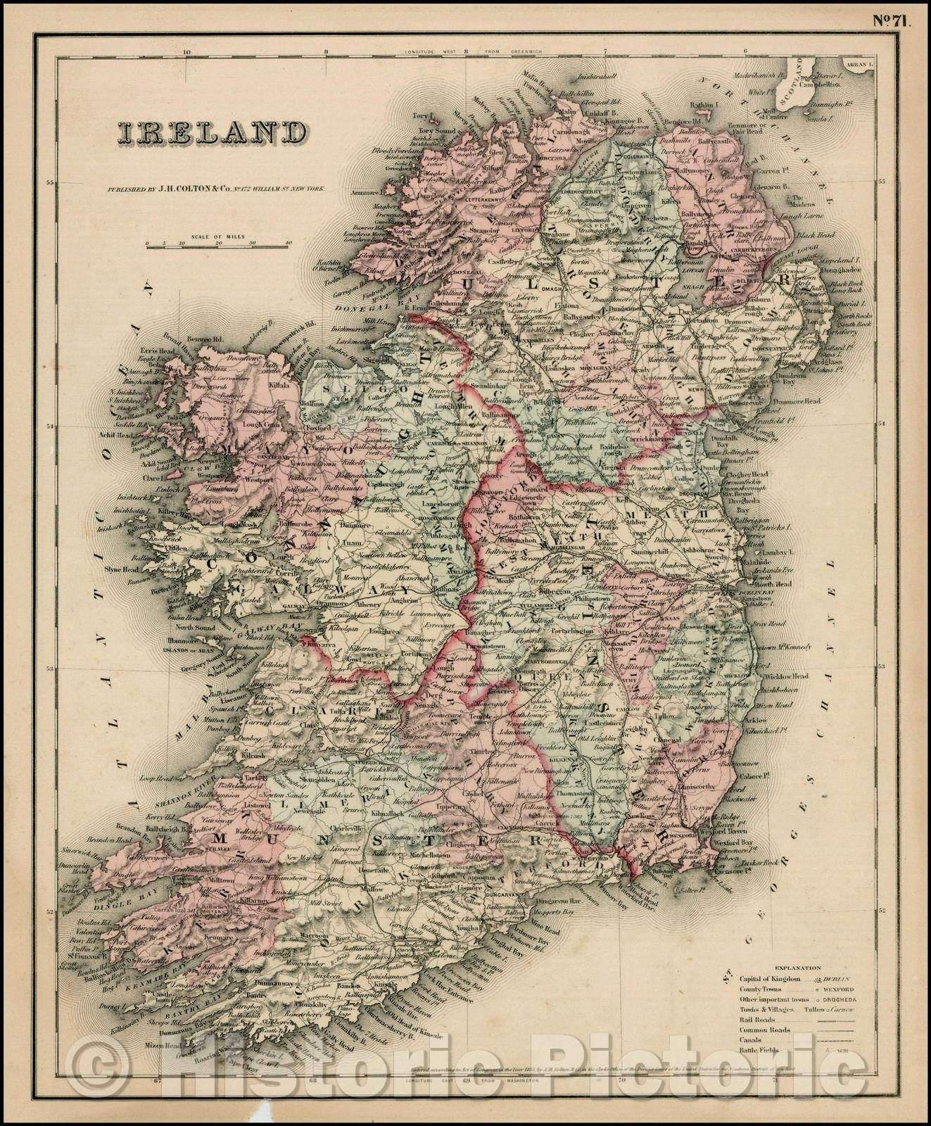 Historic Map - Ireland, 1857, Joseph Hutchins Colton v1