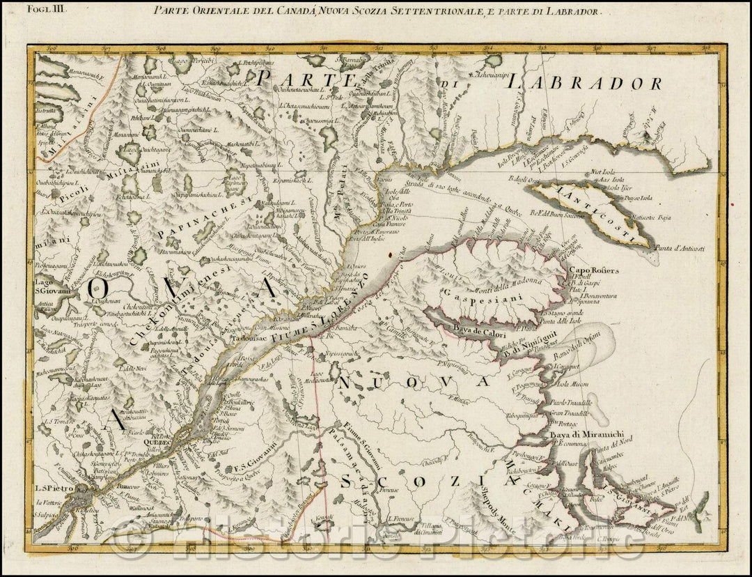 Historic Map - Partie Orientale Del Canada Nuova Scozia Settentrionale, E Parte Di Labrad/Partie Of Eastern Canada Nova Scotia North, Part Of And Labrador, 1778 - Vintage Wall Art