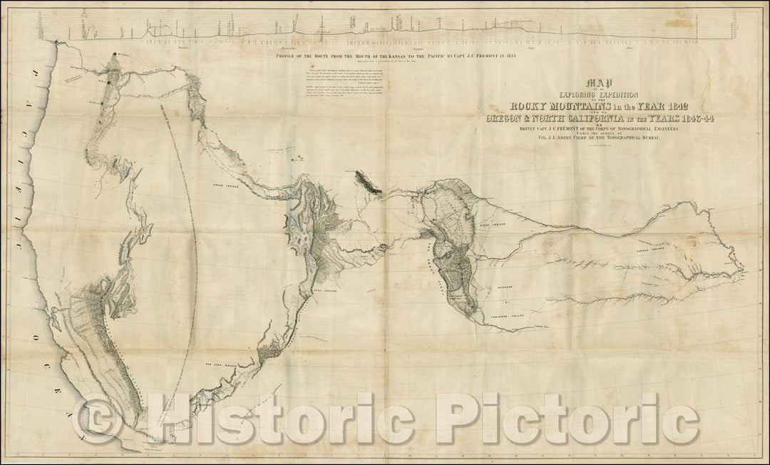 Historic Map - Map of an Exploring Expedition To The Rocky Mountains in the Years 1842 and to Oregon & North California in the Years 1843-44, 1845 v3