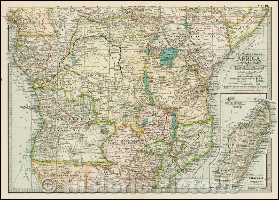 Historic Map - Africa, Central Part, 1897, The Century Company v2