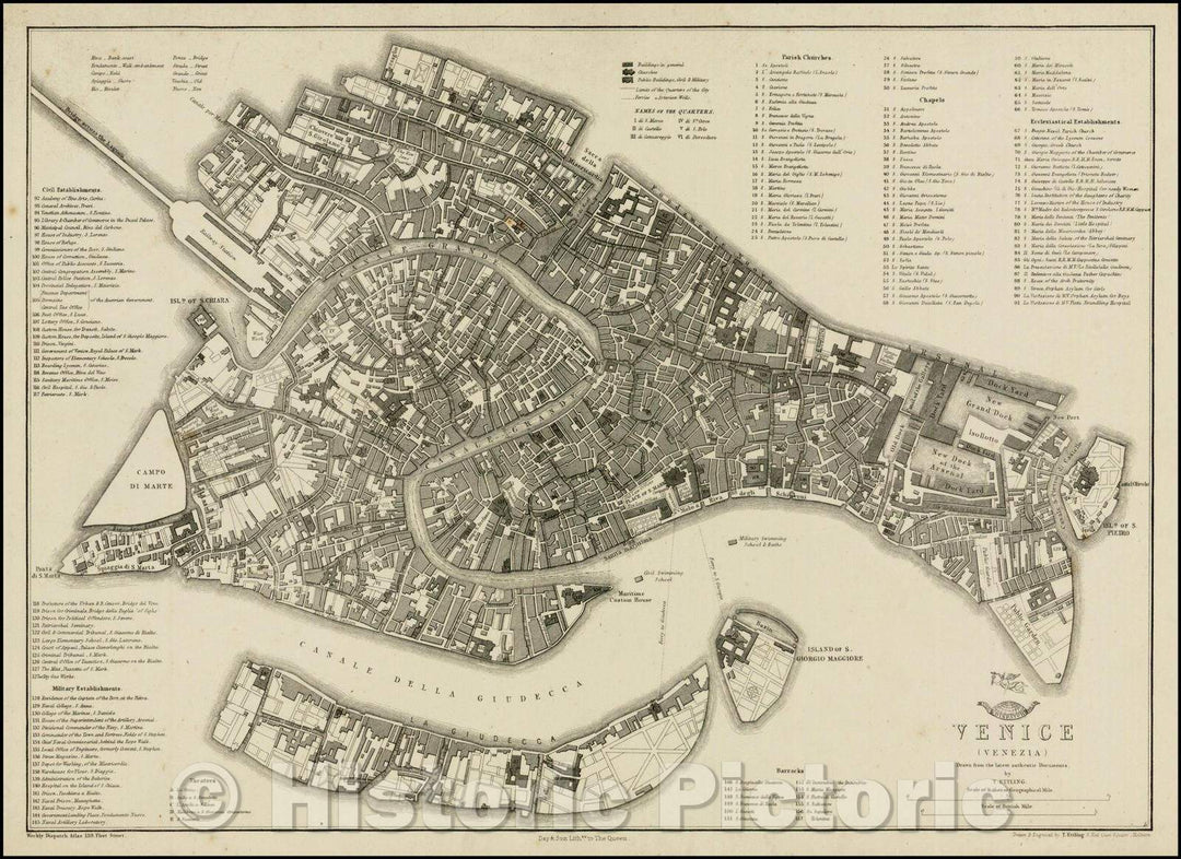 Historic Map - Venice (Venezia), 1855, Weekly Dispatch - Vintage Wall Art