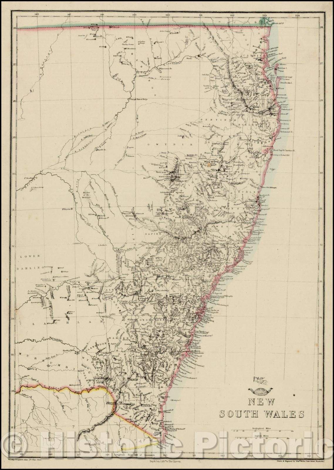 Historic Map - New South Wales, 1858, Edward Weller - Vintage Wall Art