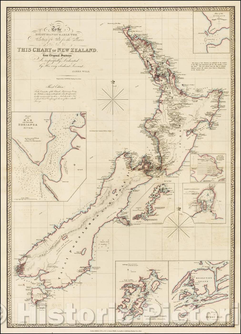 Historic Map - This Chart of New Zealand, from Original Surveys, 1843, James Wyld v1