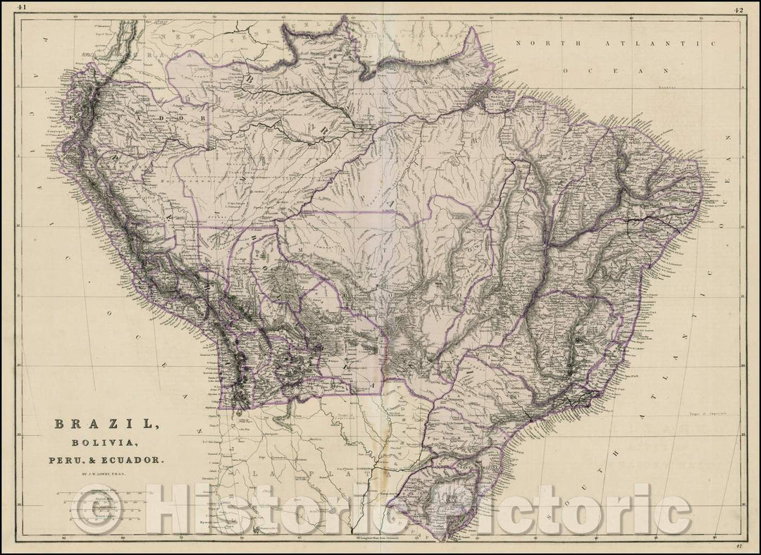 Historic Map - Brazil, Bolivia, Peru, Ecuador./Brazil, Bolivia, Peru & Ecuador, 1860, Weekly Dispatch - Vintage Wall Art