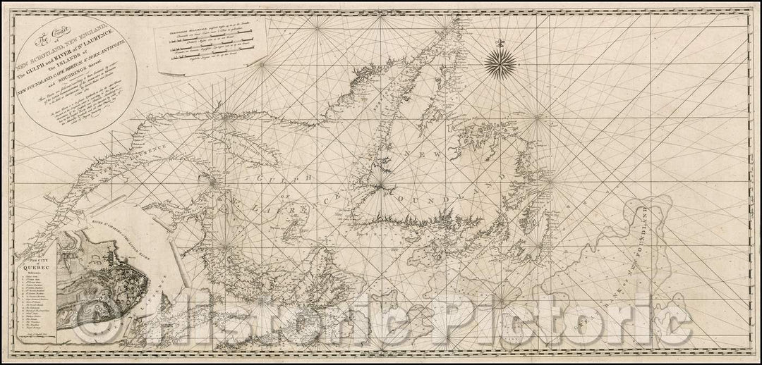 Historic Map - The Coast of New Schotland, New England, The Gulph and River of St. Laurence. The Islands of New Foundland, Cape Breton, St. John, Anticosti, 1783 - Vintage Wall Art