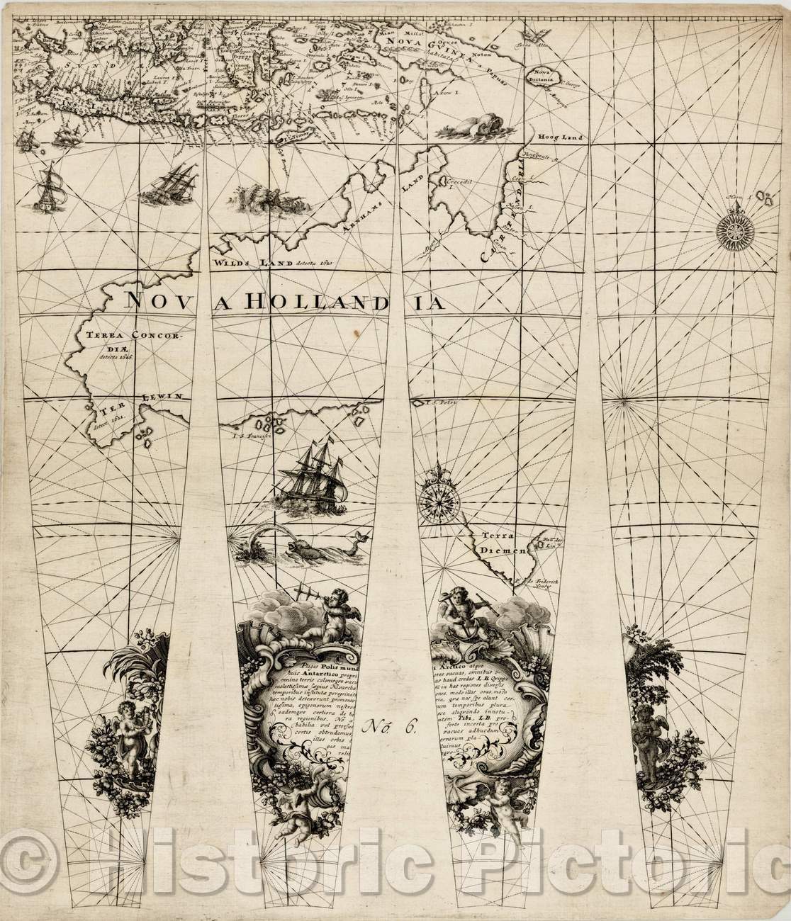 Historic Map - Australia & of Southeast Asia - Untitled Globe Gores, 1751, Johann Friedrich Endersch - Vintage Wall Art