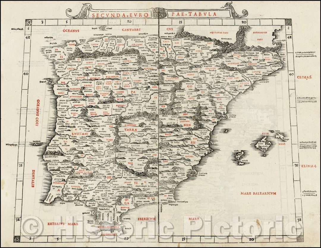 Historic Map - Secunda etas mundi [Old Color!] / Hartmann Schedel's Map of the World, from the Latin edition of his Liber Chronicum, 1511, Bernardus Sylvanus - Vintage Wall Art